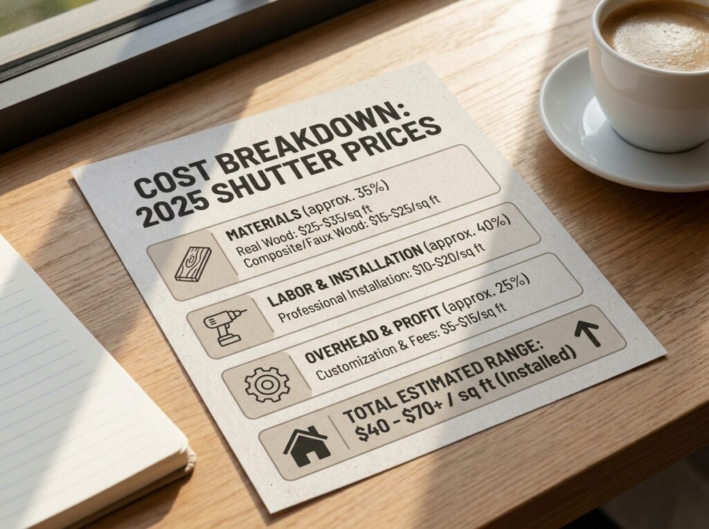 Professional illustration of Cost Breakdown: 2025 Shutter Prices